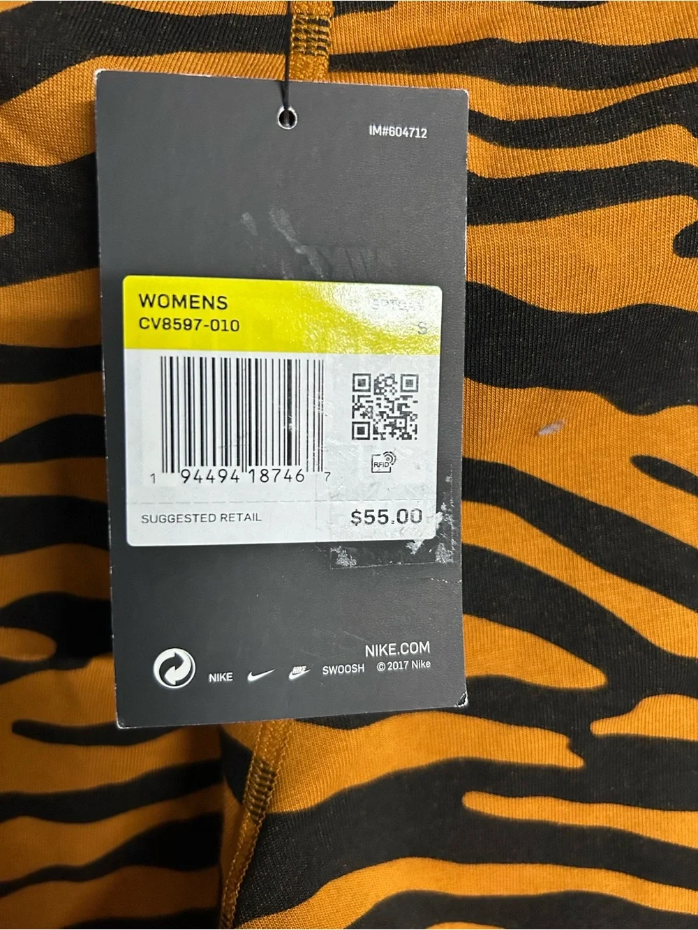 Nike Brown and Black Tiger-Print Women’s Leggings with Pink Logo